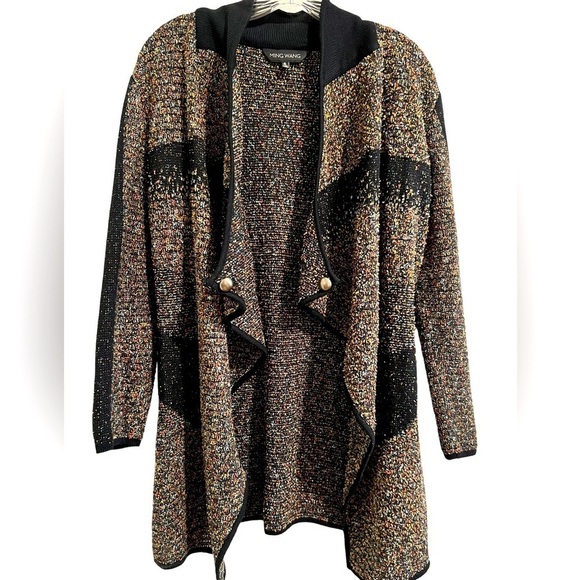 Ming Wang Cardigan Sweater‎ Women’s Size Small Black Multicolor Confetti Open - Picture 1 of 6